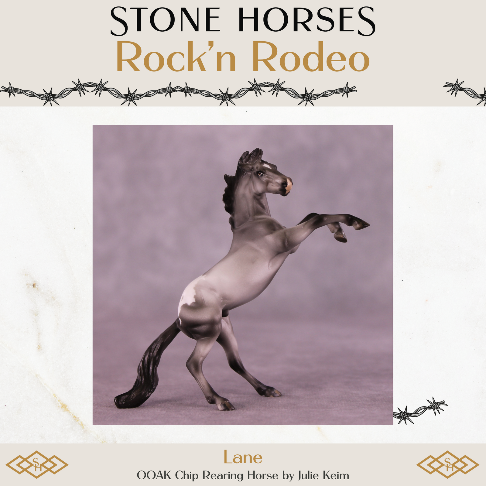 Lane OOAK Chip Rearing Horse by Julie Keim Special Chip Drop