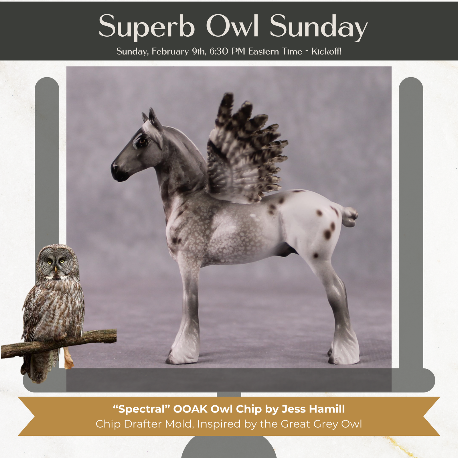 "Spectral" Secret Surprise Chip Drop: Superb Owl Sunday OOAK Deco Custom Draft Chip By Jess Hamill