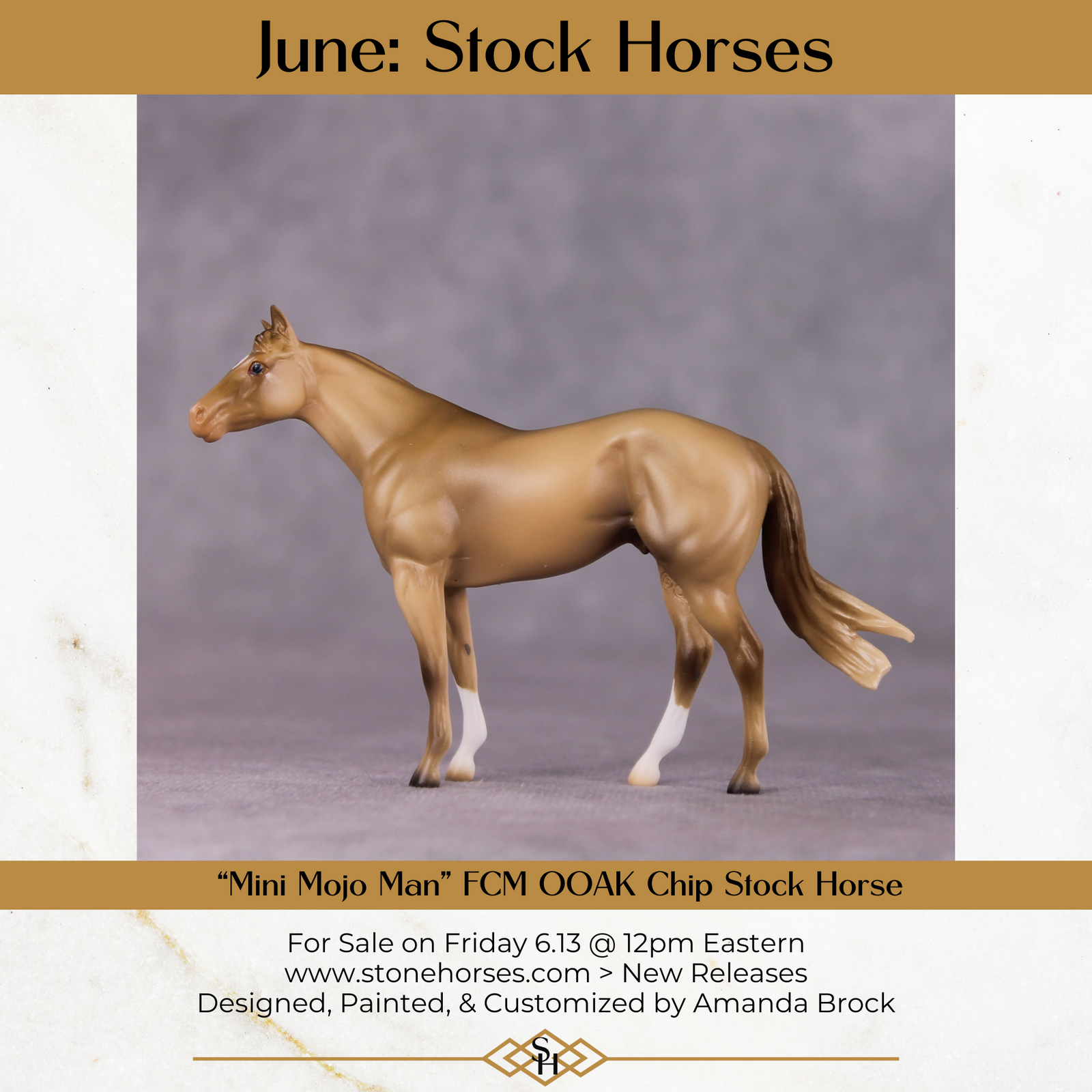 "Mini Mojo Man" OOAK FCM Stock Chip By Amanda Brock - June GemStones Series