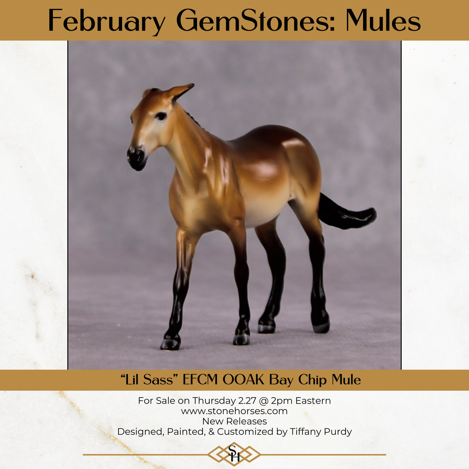 "Lil Sass" OOAK Custom Bay Mule Chip By Tiffany Purdy - GemStone Series