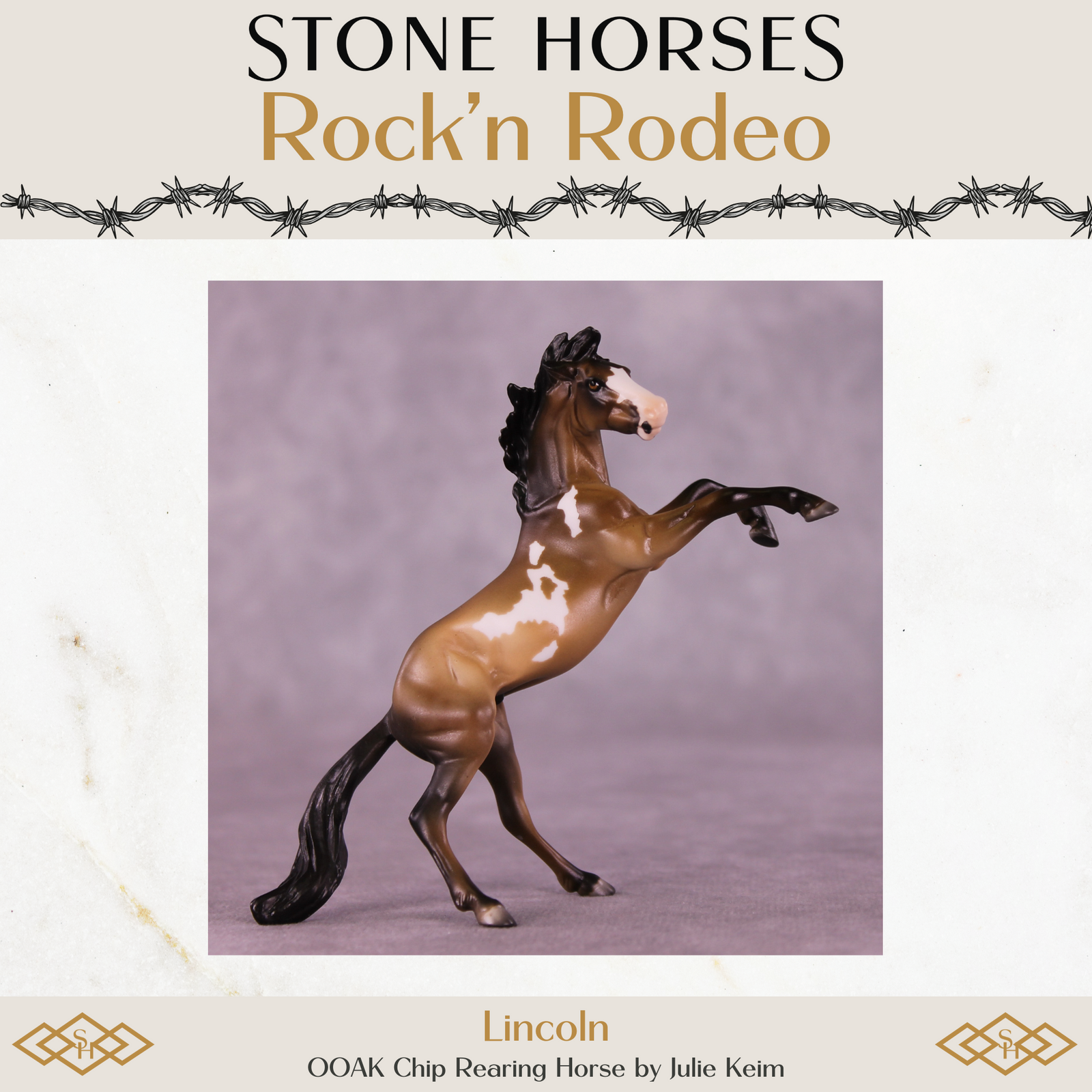 Lincoln OOAK Chip Rearing Horse by Julie Keim Special Chip Drop