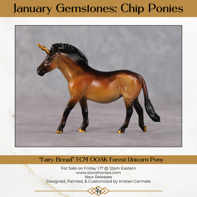 "Fairy Bread" OOAK Custom Unicorn Wild Bay w/ Dorsal Stripe Pony Chip By Kristen Cermele - Gemstone Series