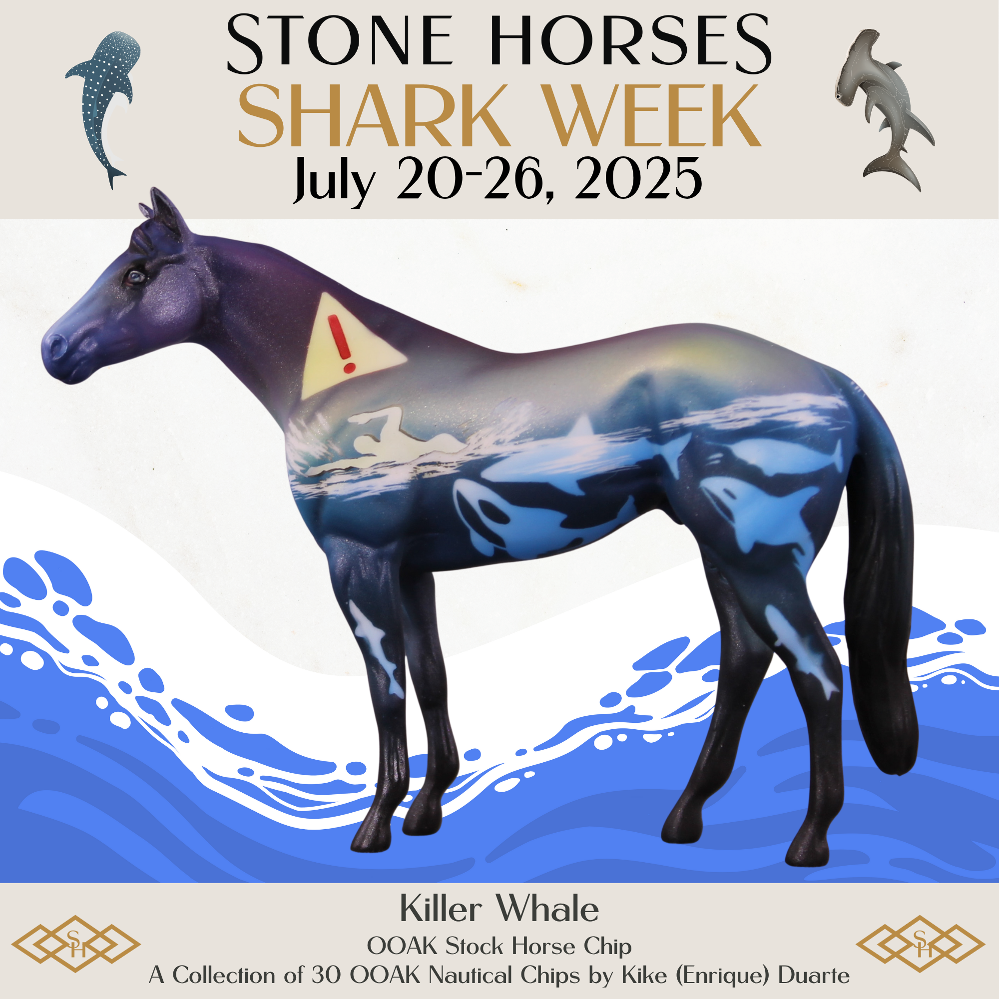 Killer Whale OOAK Stock Horse Chip by Kike Duarte SCD25