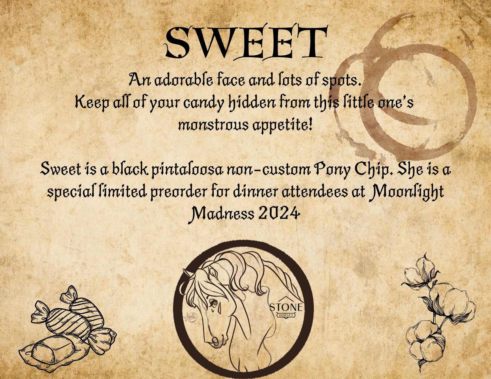 Moonlight Madness EXCLUSIVE Dinner Model &quot;Sweet&quot; - LE-27 Realistic Pony Chip By Jess Hamill - Dinner Attendees Only!!