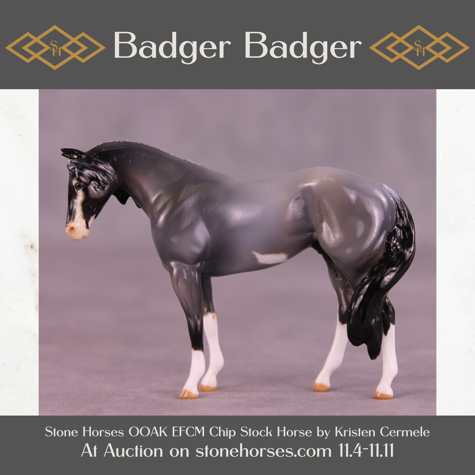Badger Badger OOAK EFCM Chip Stock Horse by Kristen Cermele Best Offer 11/11/25