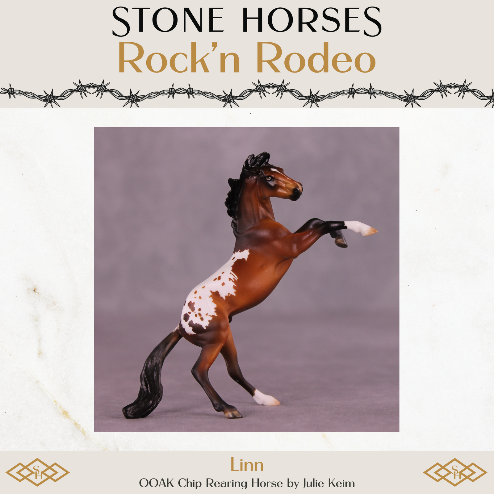Linn OOAK Chip Rearing Horse by Julie Keim Special Chip Drop