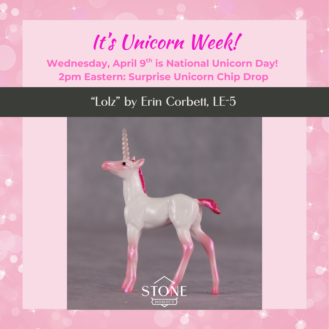 "Lolz" Secret Surprise Chip Drop: Unicorn Day LE-5 Foal Chip By Erin Corbett