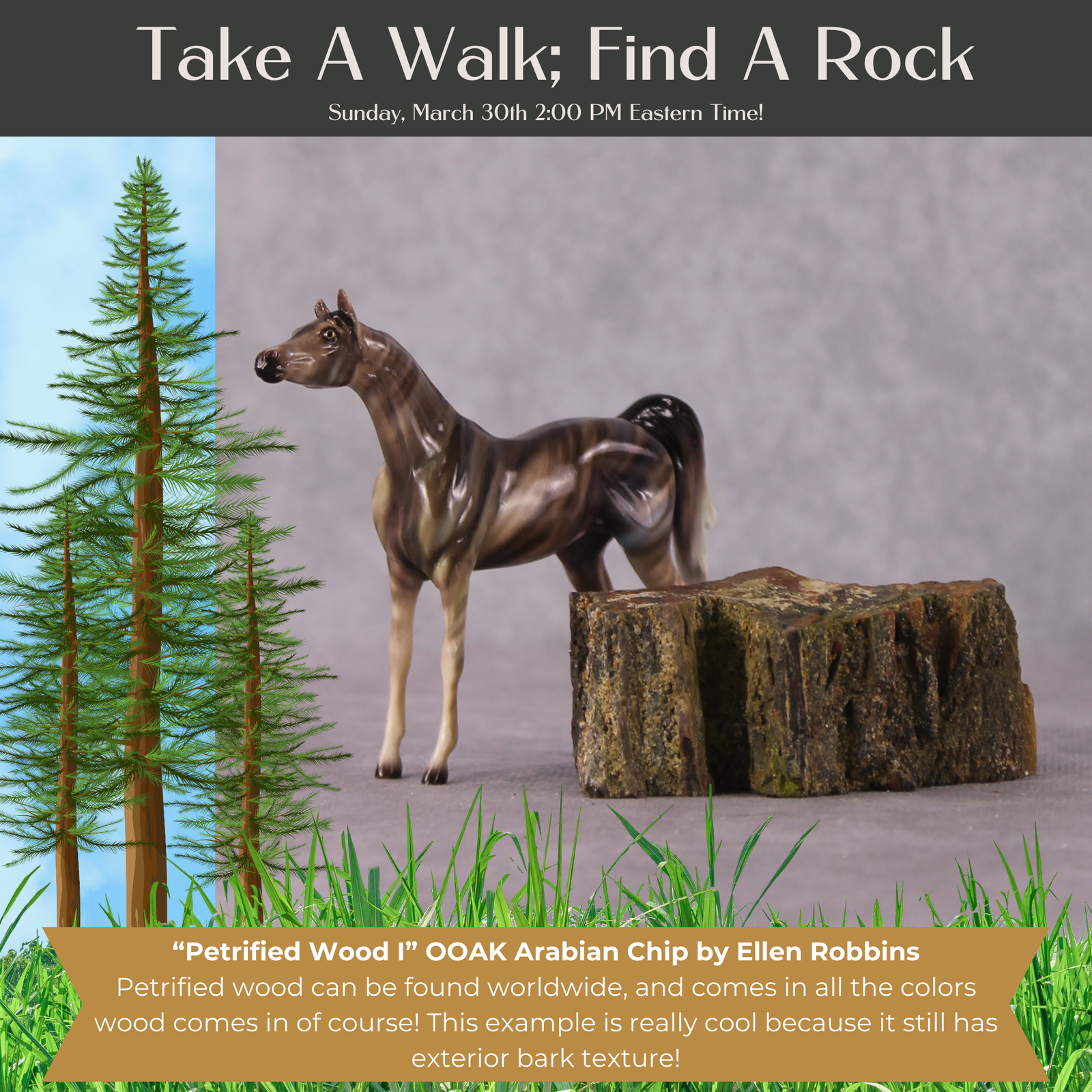 “National Take A Walk in a Park Day” Rock Chips: OOAK Arabian Chip based on Petrified Wood I by Ellen Robbins