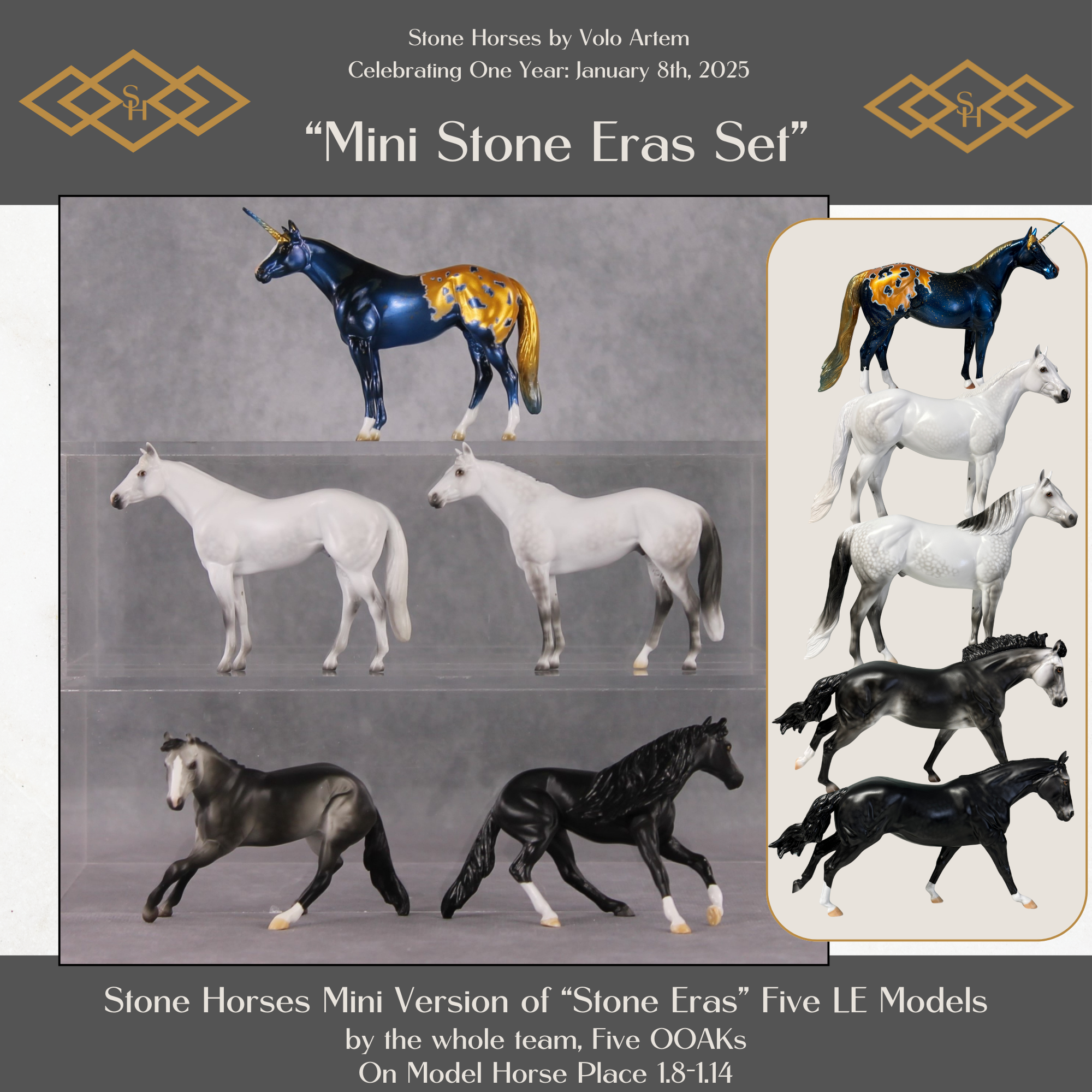 Stone Horses "Mini Eras" FCM Set of 5 OOAK Chips - Model Horse Place Jan.25