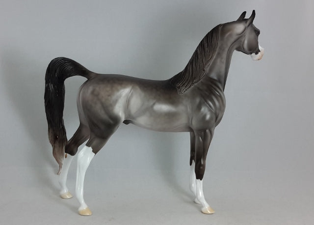 BLUE LICK - OOAK Dark Dapple Gray Arabian Model Horse