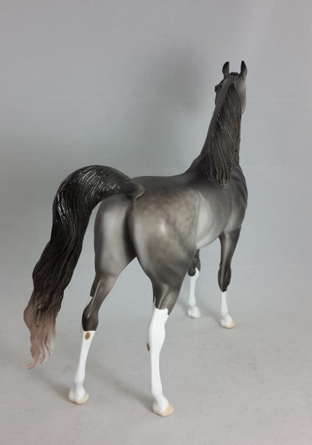 BLUE LICK - OOAK Dark Dapple Gray Arabian Model Horse