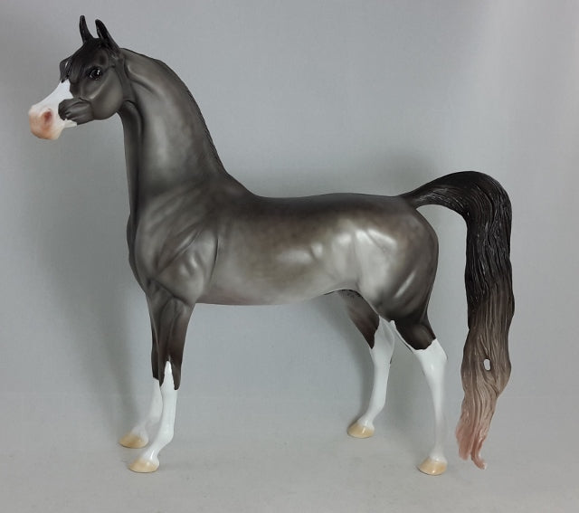 BLUE LICK - OOAK Dark Dapple Gray Arabian Model Horse