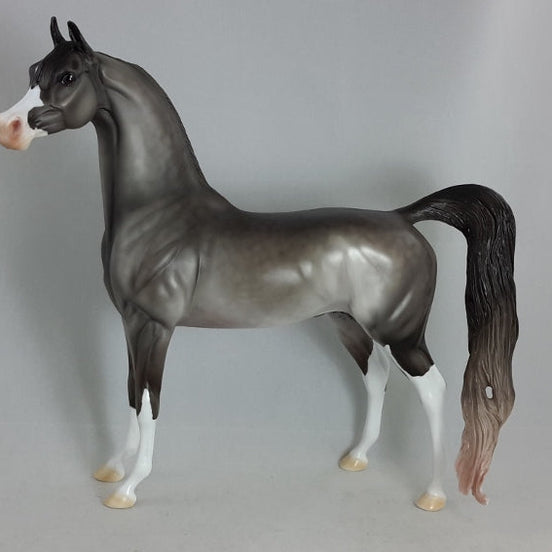 BLUE LICK - OOAK Dark Dapple Gray Arabian Model Horse