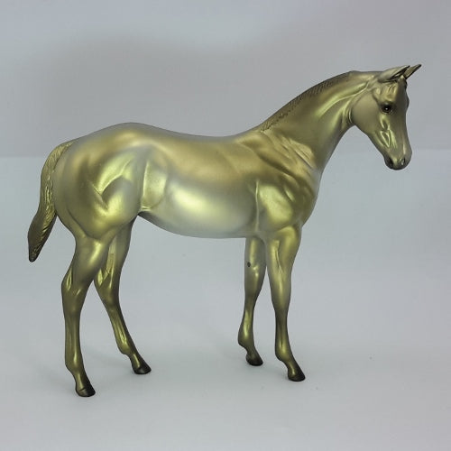 SANTA'S ELF  - OOAK Golden Green Deco Weanling Model Horse - 12/14