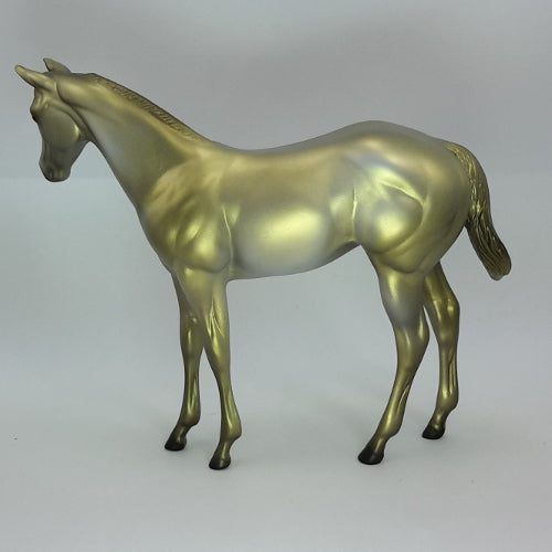 SANTA&#39;S ELF  - OOAK Golden Green Deco Weanling Model Horse - 12/14