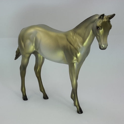 SANTA&#39;S ELF  - OOAK Golden Green Deco Weanling Model Horse - 12/14