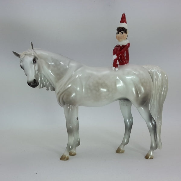 ELF ON A SHELF - OOAK Dapple Gray Pebbles with Elf 12/14
