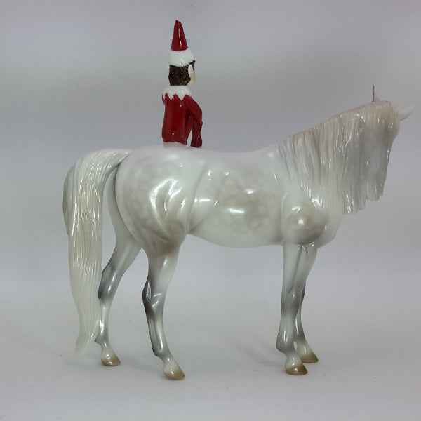 ELF ON A SHELF - OOAK Dapple Gray Pebbles with Elf 12/14