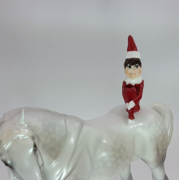 ELF ON A SHELF - OOAK Dapple Gray Pebbles with Elf 12/14