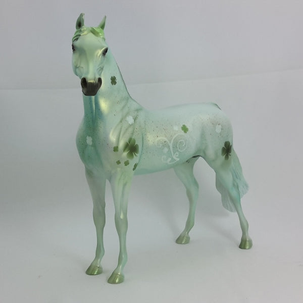 O'LUCKY  - Green Metallic Decorator Arabian w/ Shamrocks St. Patrick's Day 2/15