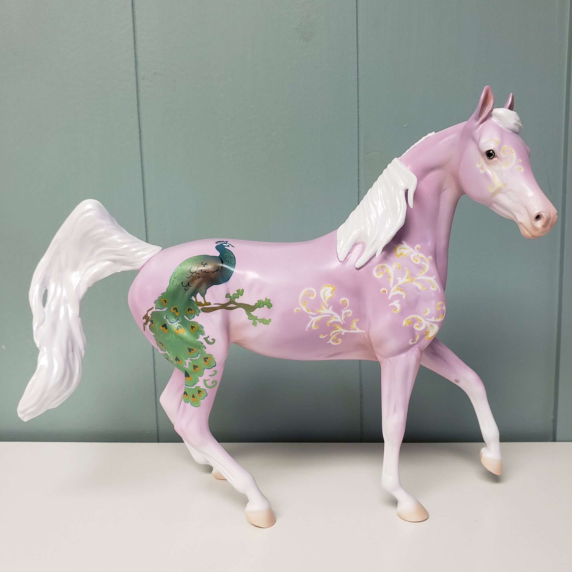 Opulence OOAK Pastel Purple W/ Scroll & Peacock Design Deco Arabian Mare By Jess Hamill Val24