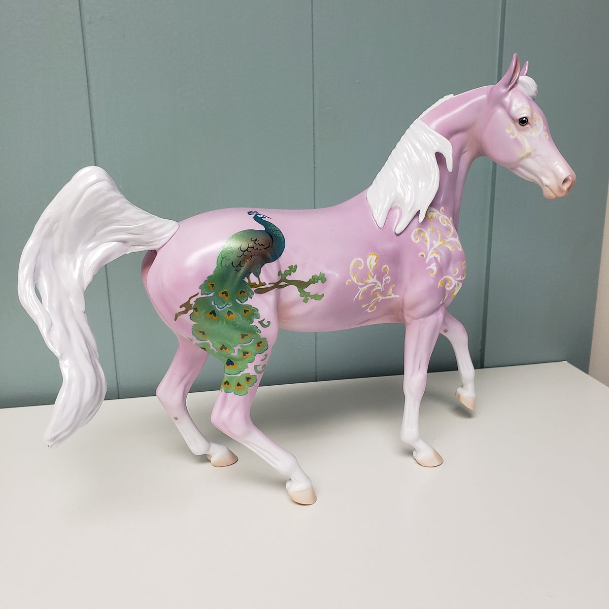 Opulence OOAK Pastel Purple W/ Scroll & Peacock Design Deco Arabian Mare By Jess Hamill Val24