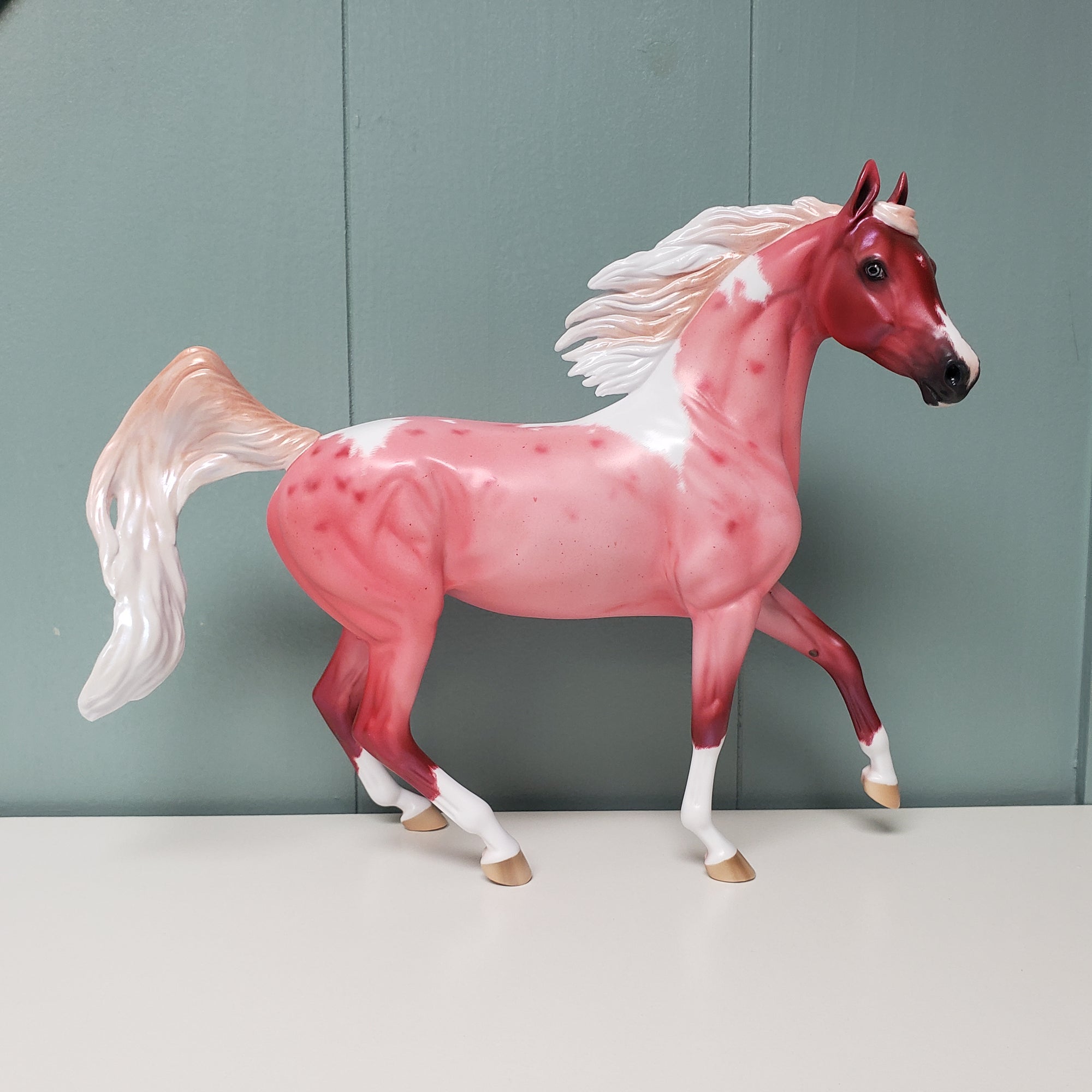 Always On My Mind OOAK Flaxen Red/Pink Roan Tobiano Deco Arabian Mare By Ellen Robbins Val24