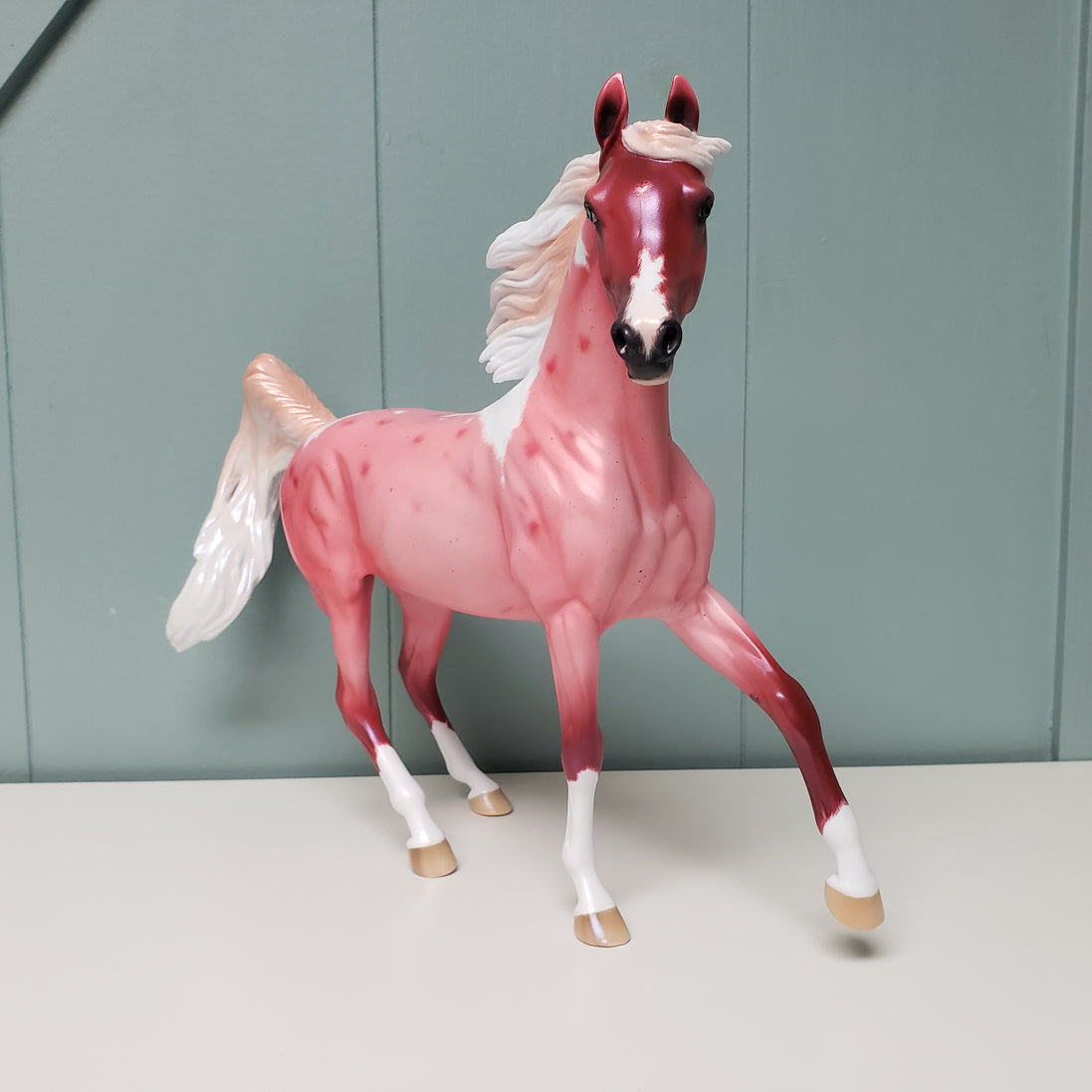 Always On My Mind OOAK Flaxen Red/Pink Roan Tobiano Deco Arabian Mare By Ellen Robbins Val24