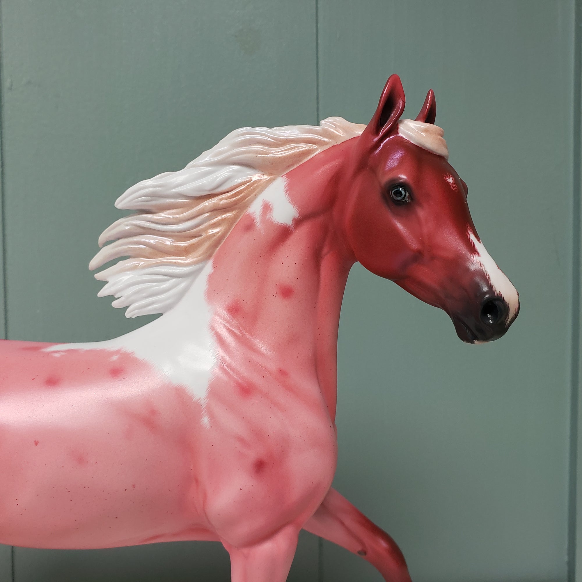 Always On My Mind OOAK Flaxen Red/Pink Roan Tobiano Deco Arabian Mare By Ellen Robbins Val24