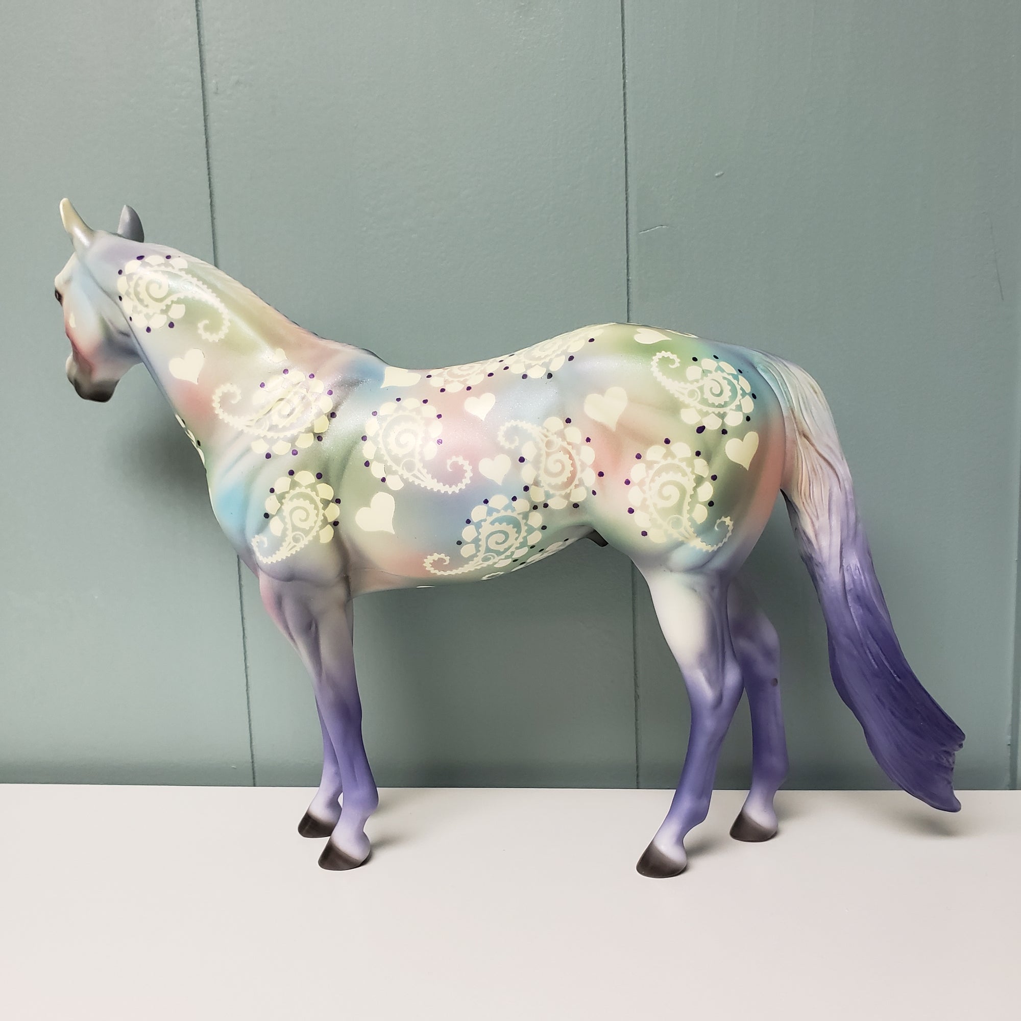 Pretty in Paisley OOAK Pastel W/ Paisleys &amp; Hearts Deco ISH By Dawn Quick  Val24