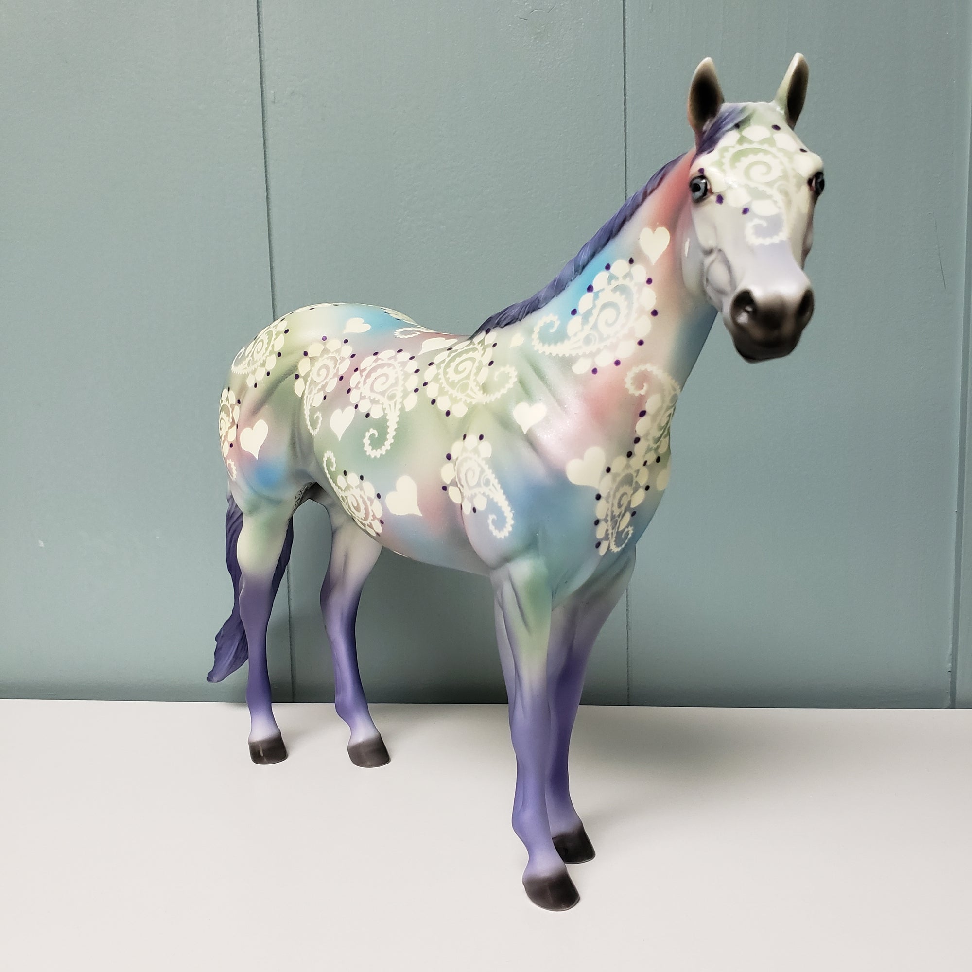 Pretty in Paisley OOAK Pastel W/ Paisleys &amp; Hearts Deco ISH By Dawn Quick  Val24