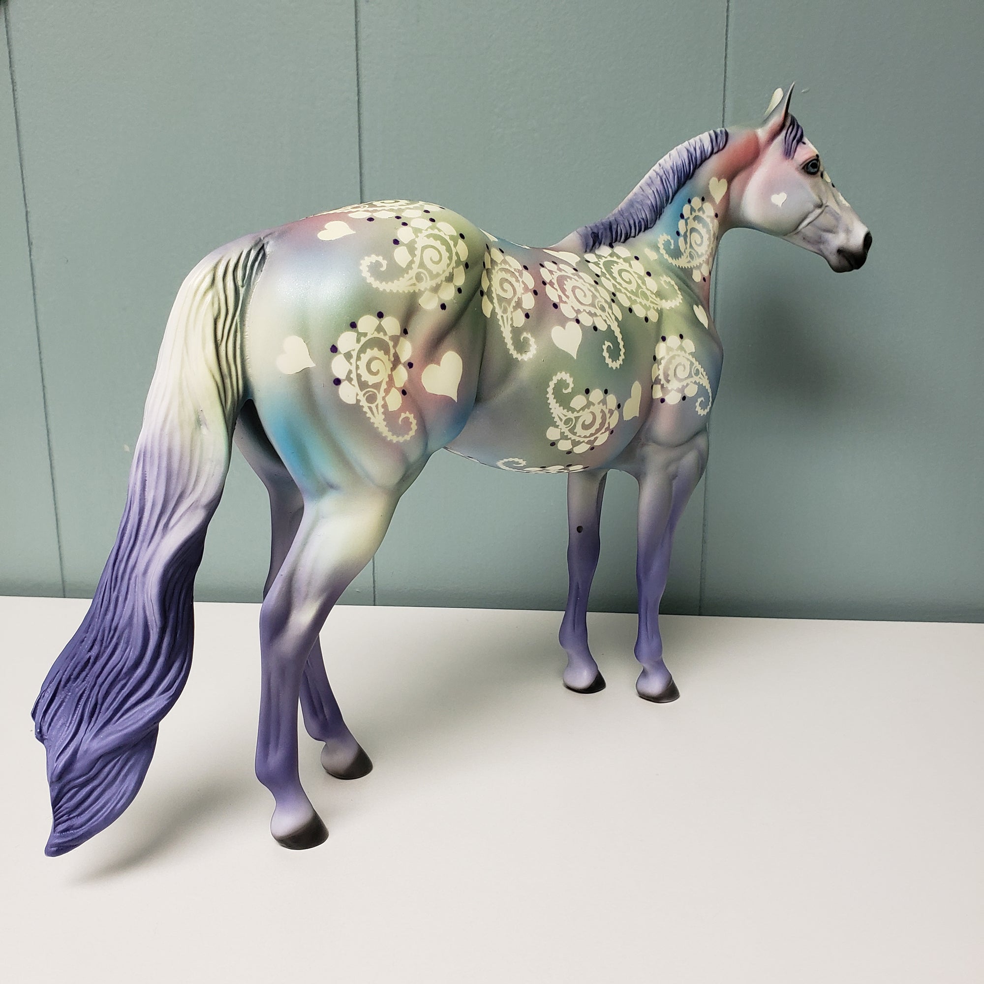 Pretty in Paisley OOAK Pastel W/ Paisleys &amp; Hearts Deco ISH By Dawn Quick  Val24