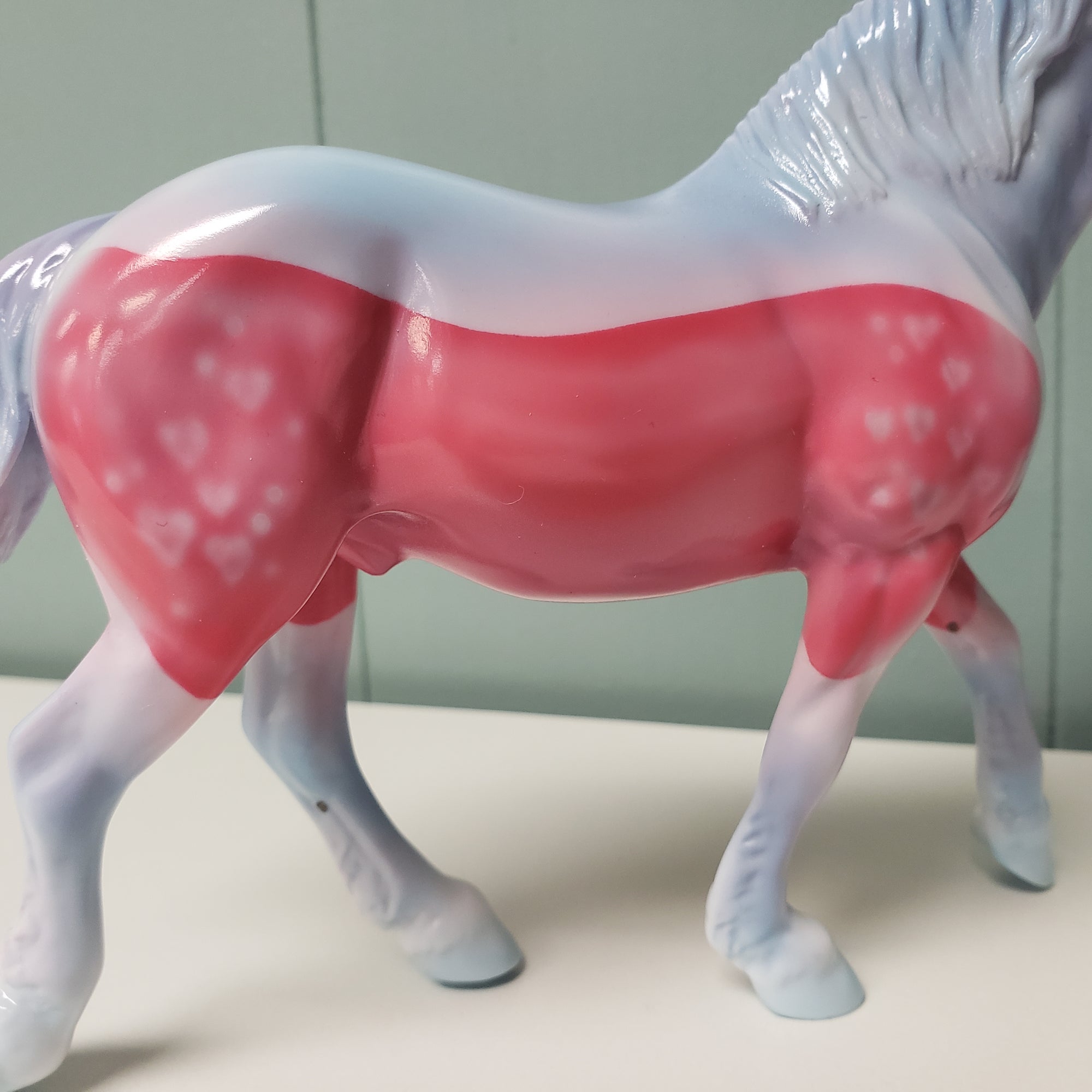 Love In A Bottle OOAK Blue &amp; Pink Glossy Deco Draft Pebble By Jess Hamill  Val24