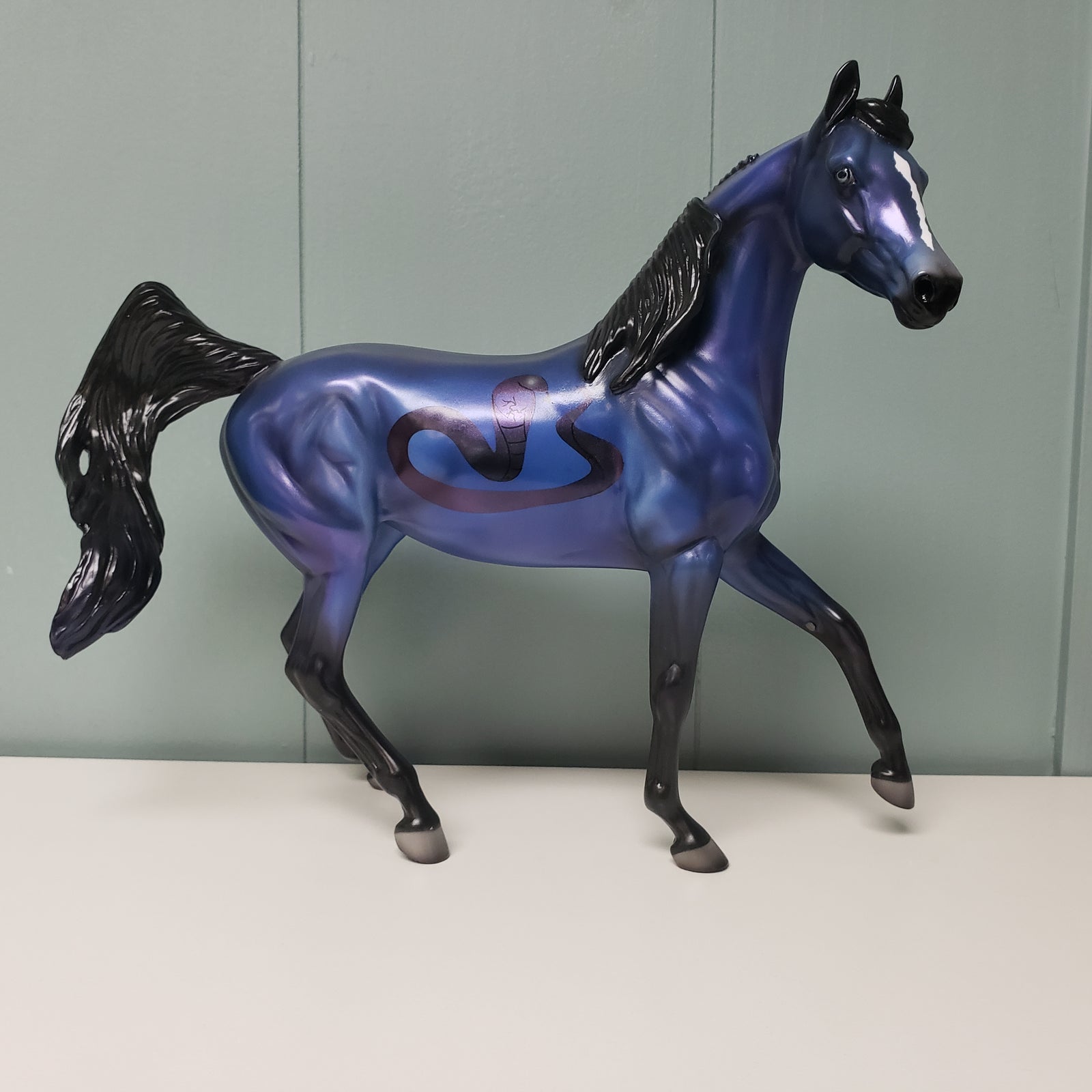 Tainted Love OOAK Blue, Black W/ Snake Deco Arabian Mare By Angela Marleau Val24