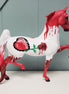 Blood Red Rose OOAK Red & White Deco W/ Heart and Bleeding Rose Saddlebred By Dawn Quick Val24