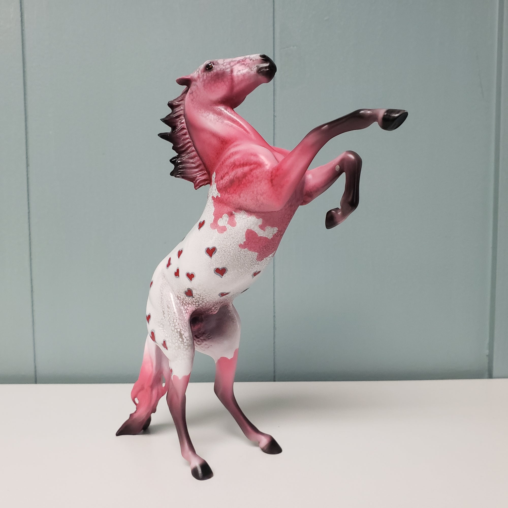 Song OOAK Red Heart Appaloosa Rearing Pebble By Dawn Quick  Val24 Best Offer MHP Auction