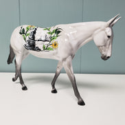 Bliss OOAK Gray W/ Tree, Mountain & Flower Vines Glossy Deco Mule Pebble By Dawn Quick  Val24
