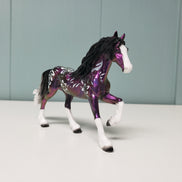 Beauty OOAK Purple W/ White Flowers Deco Friesian Chip By Dawn Quick Val24