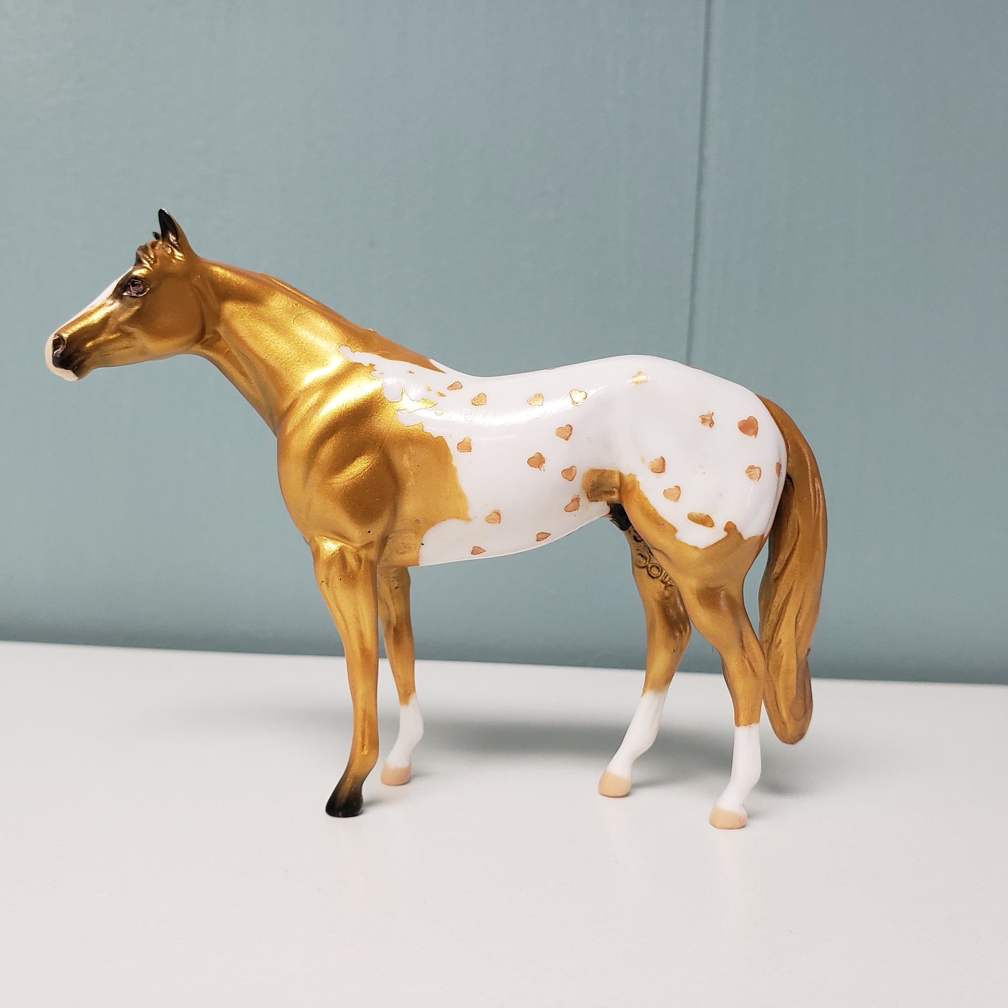 Cupid OOAK Gold Appaloosa Deco Thoroughbred Chip By Dawn Quick Val24