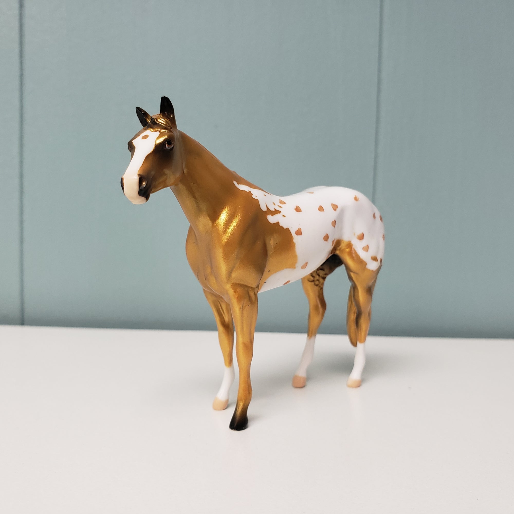 Cupid OOAK Gold Appaloosa Deco Thoroughbred Chip By Dawn Quick Val24
