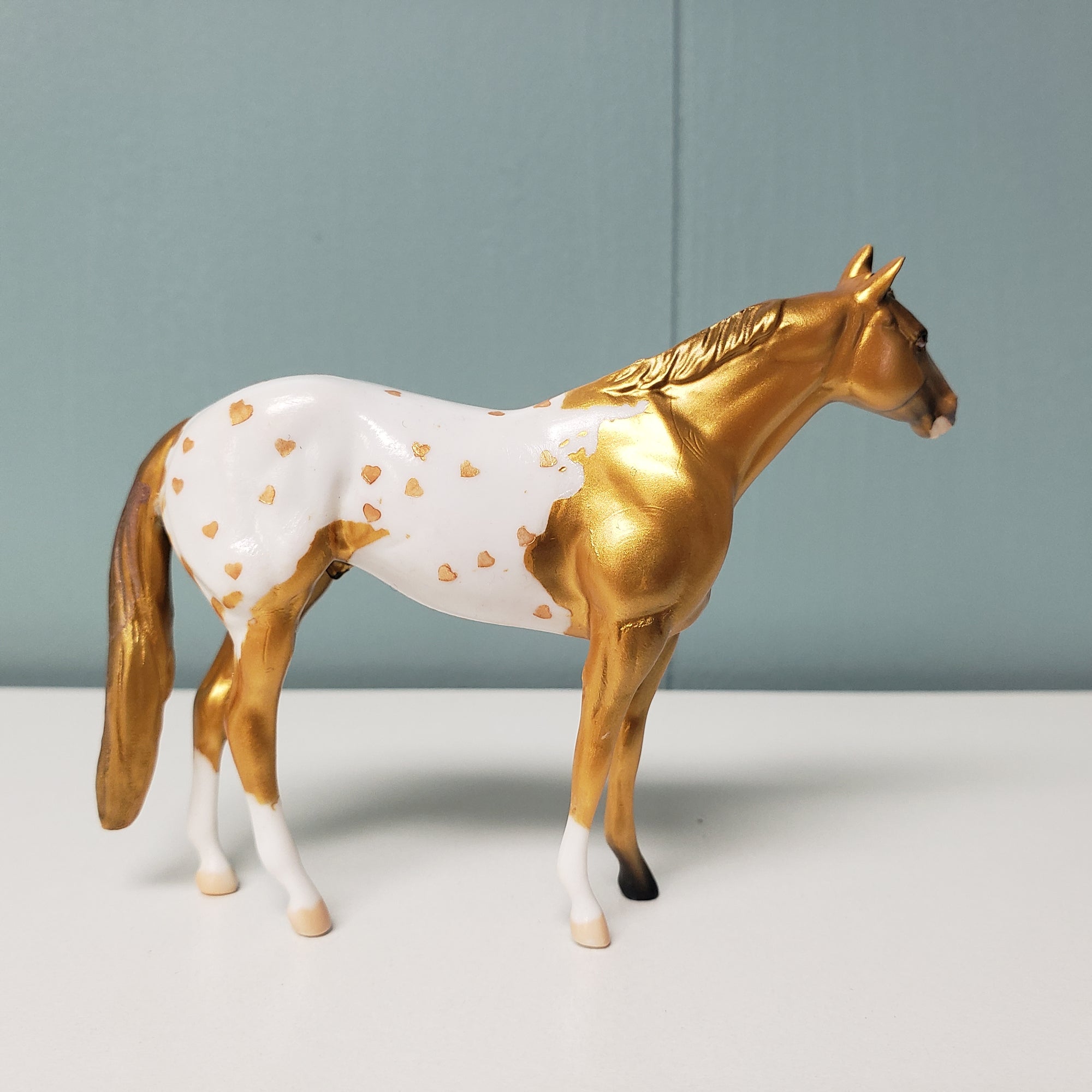 Cupid OOAK Gold Appaloosa Deco Thoroughbred Chip By Dawn Quick Val24