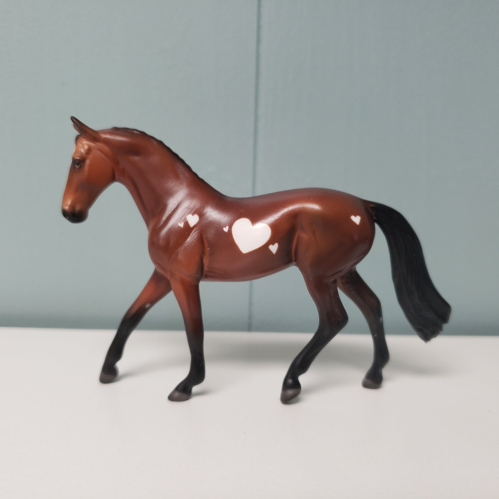 Chocolate Love OOAK Deco Bay w/ Heart Markings Warmblood Chip By Angela Marleau Val24