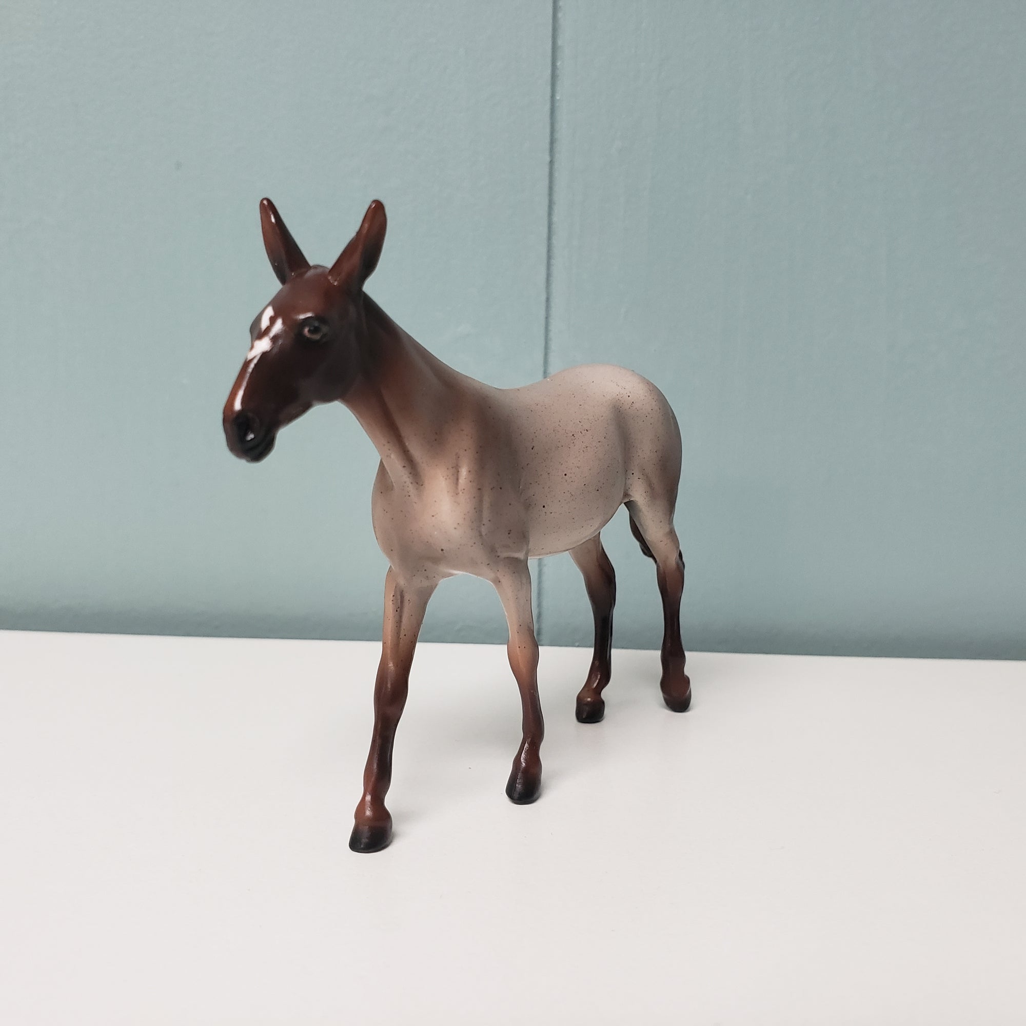 Broken Up OOAK Strawberry Roan W/ Broken Heart Face Marking Mule Chip By Ashley Palmer  Val24