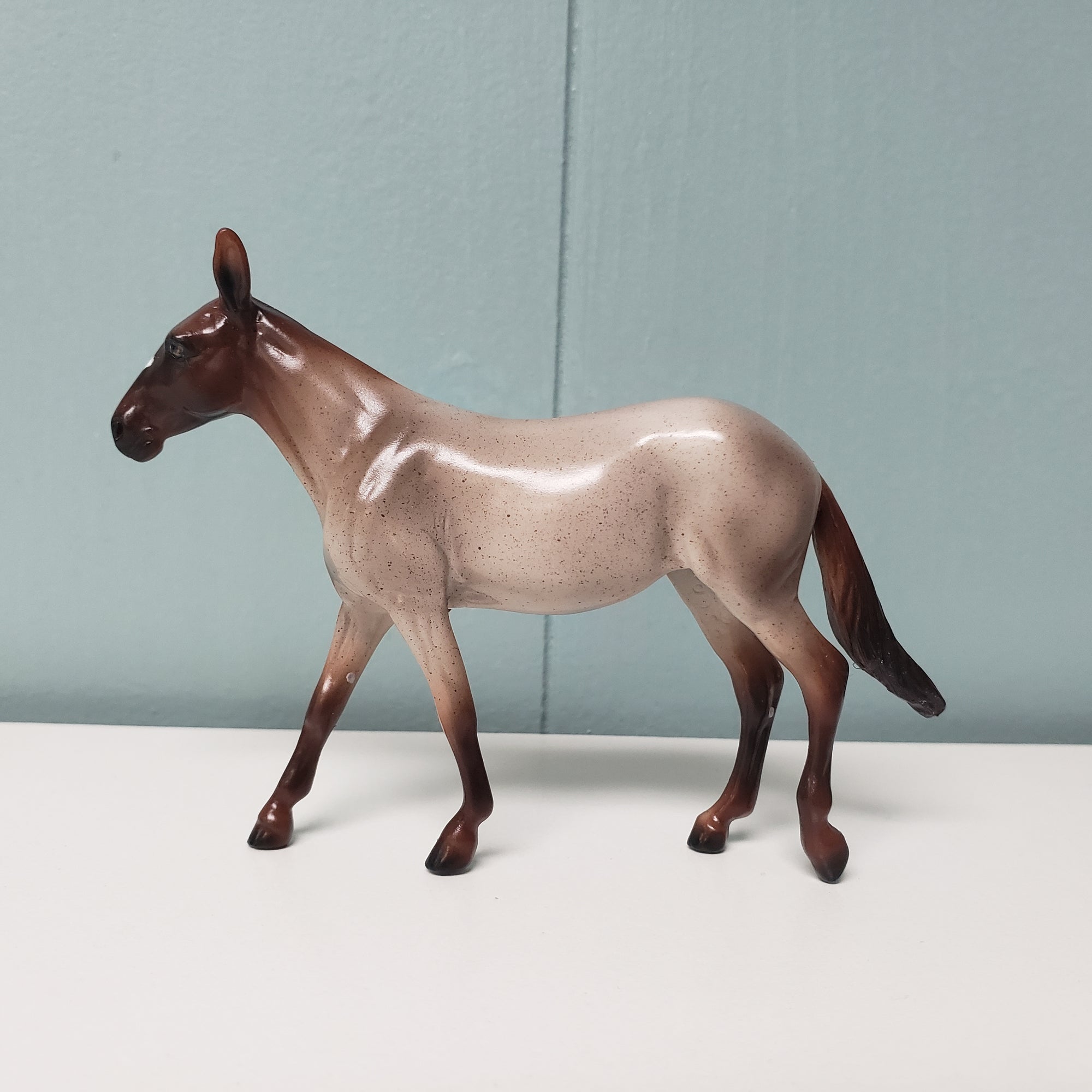 Broken Up OOAK Strawberry Roan W/ Broken Heart Face Marking Mule Chip By Ashley Palmer  Val24