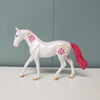 Colorful Romance OOAK Deco White/Pink w/ Roses and Gold Hearts Warmblood Chip By Ashley Palmer Val24