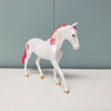 Colorful Romance OOAK Deco White/Pink w/ Roses and Gold Hearts Warmblood Chip By Ashley Palmer Val24