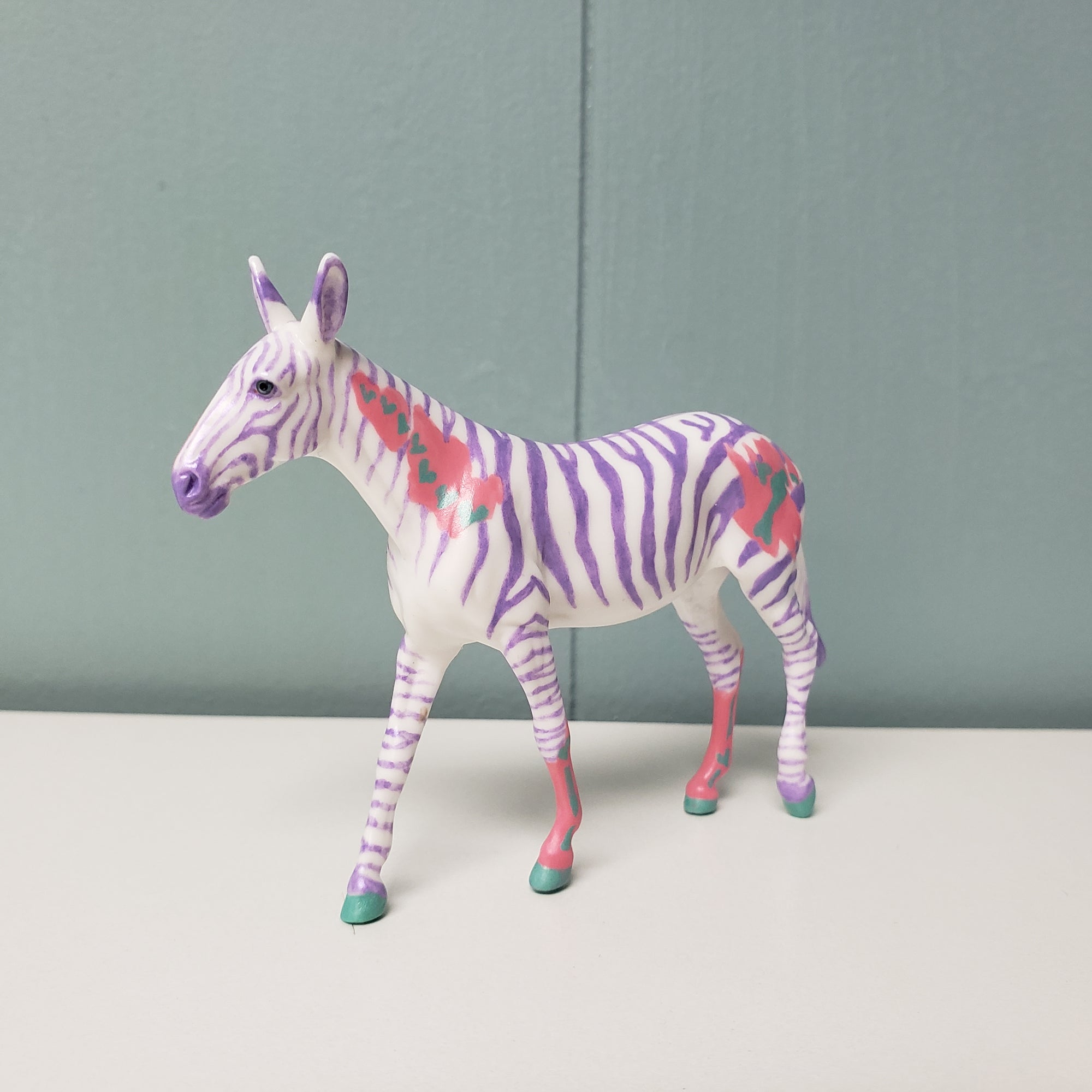 Infected By Love OOAK Deco Green, Pink &amp; Purple Zebra Pastel Mule Chip By Jess Hamill Val24