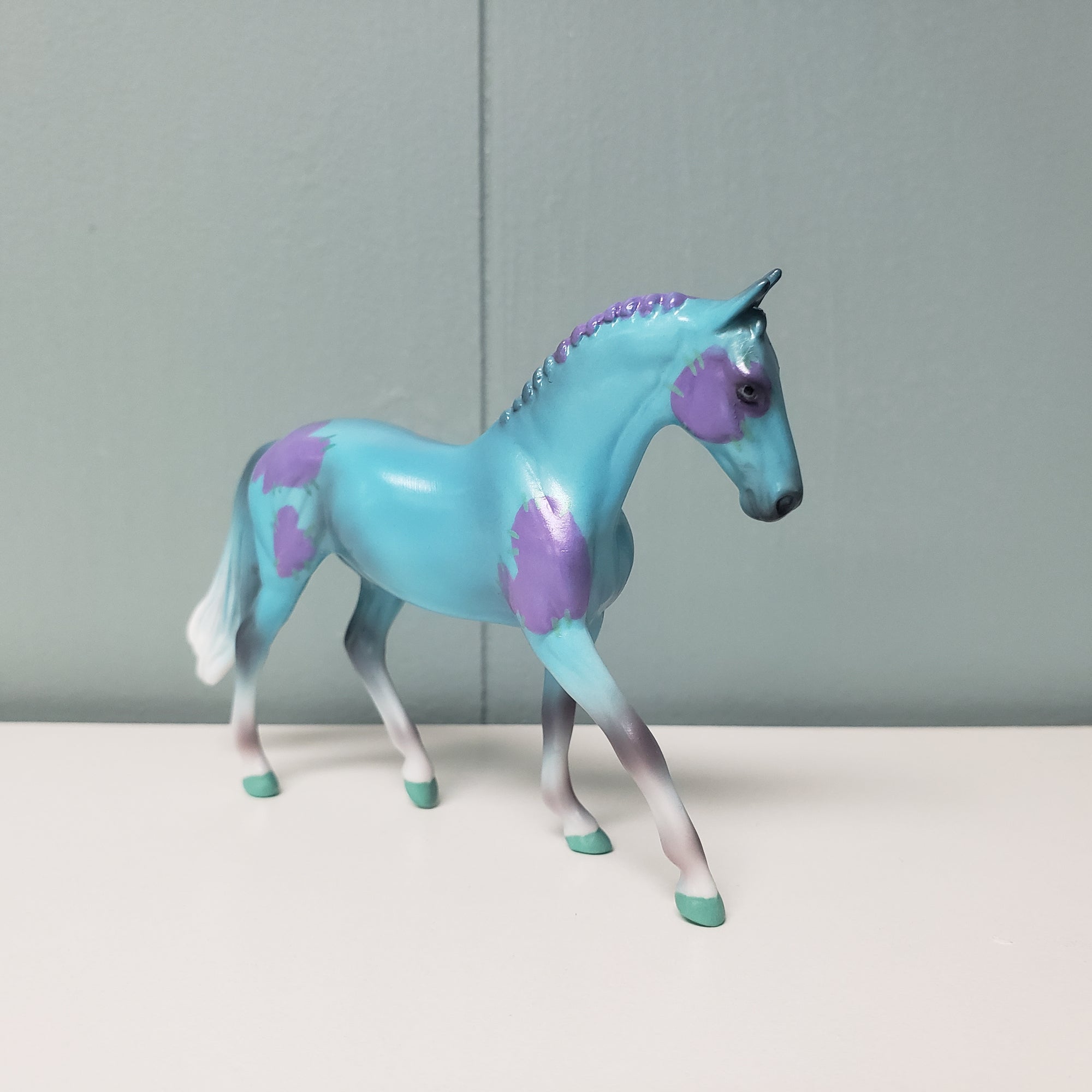 Mended Love OOAK Deco Blue &amp; Purple Pastel Warmblood Chip By Jess Hamill Val24