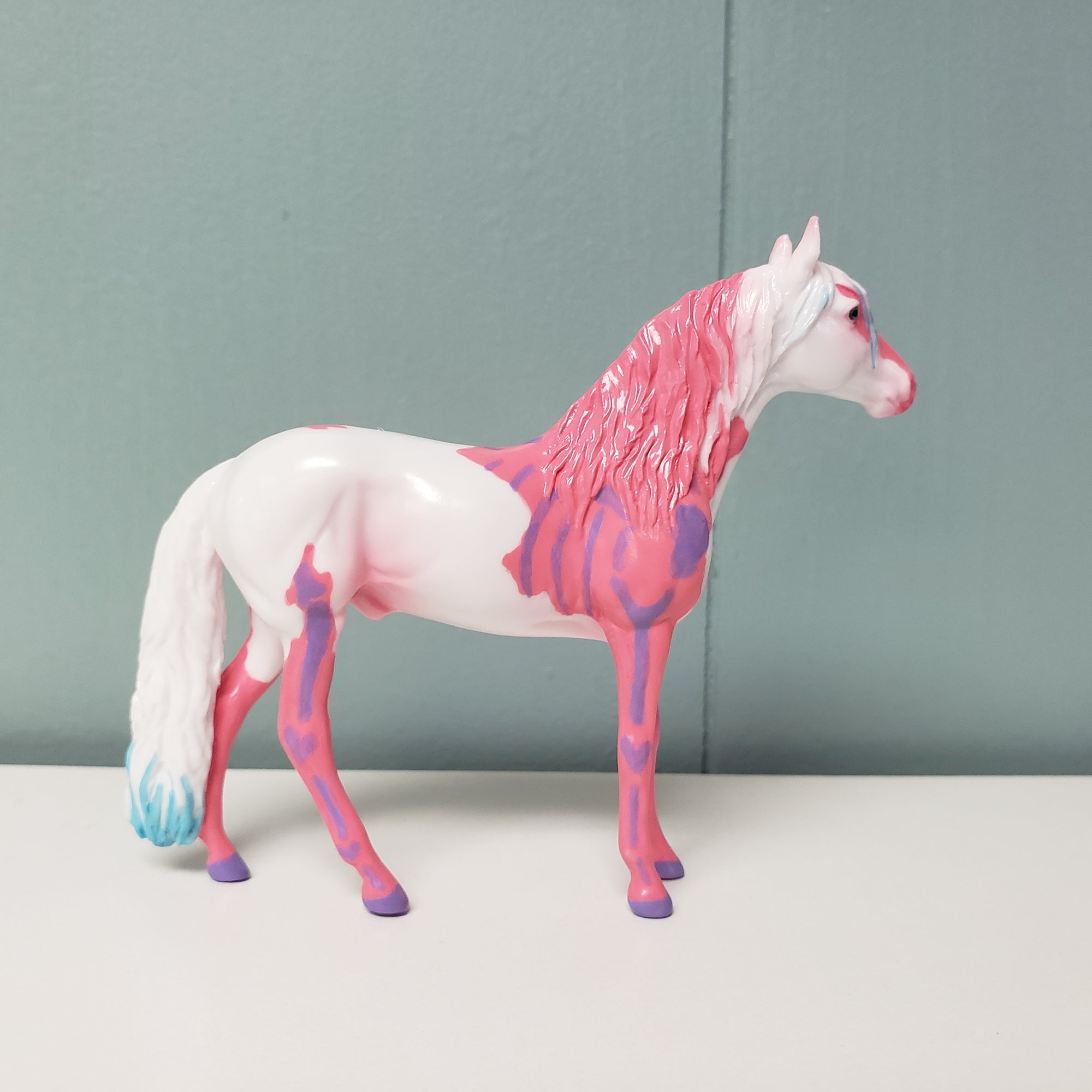 Love Dies OOAK Deco Pink, Purple &amp; Blue Pastel Andalusian Chip By Jess Hamill Val24