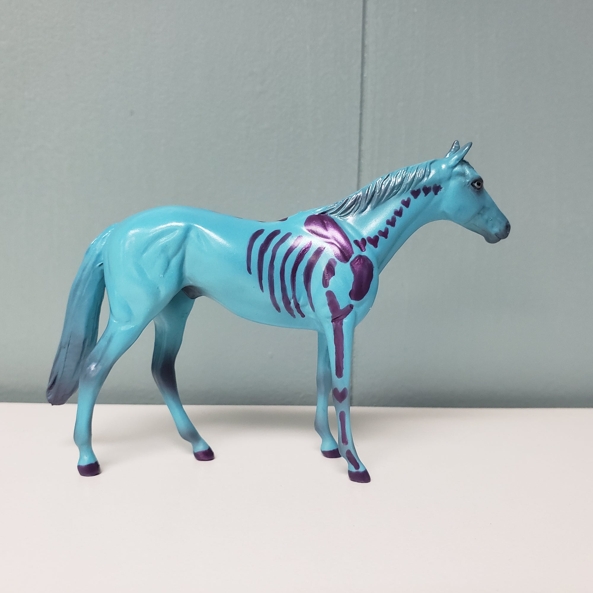 Love Of My Life OOAK Deco  Blue &amp; Purple Pastel Thoroughbred Chip By Jess Hamill Val24